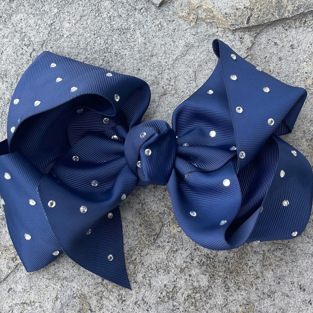 Girls 8” Hair Bow With Rhinestone Details